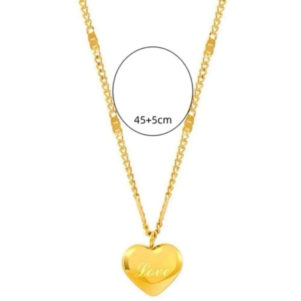 ⚠️Clearance🫧Heart Charm Necklace Yellow Gold Color - Picture 3 of 5